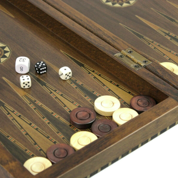 Helena Landliches Nussbaum Schach- & Backgammon-Set mit Ebonisierten Franzosischen Staunton Schachfiguren 20 Zoll - Image 6