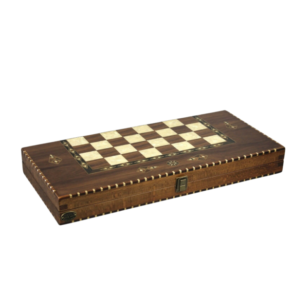 Helena Landliches Nussbaum Schach- & Backgammon-Set mit Ebonisierten Franzosischen Staunton Schachfiguren 20 Zoll - Image 3