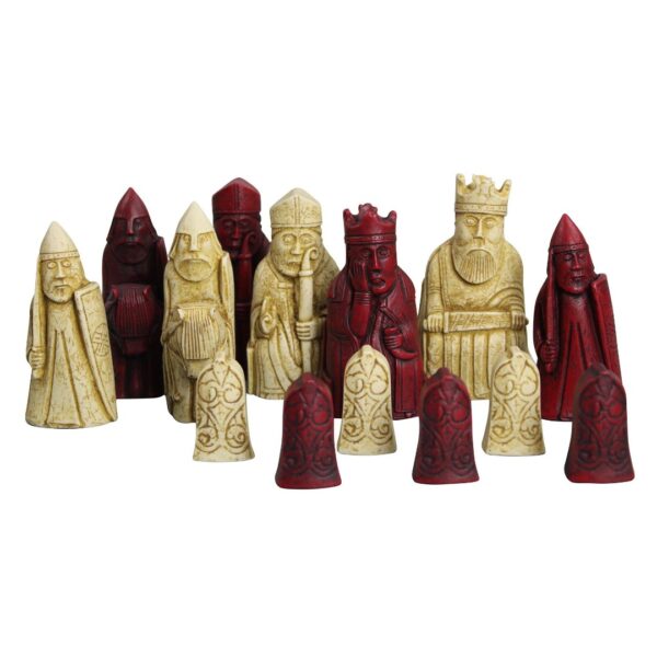 Isle of Lewis Schachset mit I Elfenbein & Rote Harz Schachfiguren 3,5 Zoll und Rosenholz Schachbrett 20 Zoll – Bild 3
