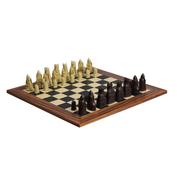 Isle of Lewis Schachset I Elfenbein & Braun Resin Schachfiguren 3,5 Zoll und Palisander Schachbrett 20 Zoll – Bild 2