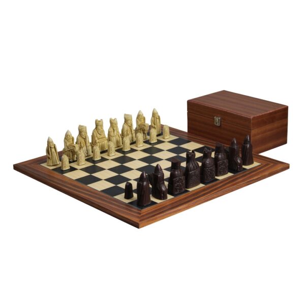 Isle of Lewis Schachset I Elfenbein & Braun Resin Schachfiguren 3,5 Zoll und Palisander Schachbrett 20 Zoll