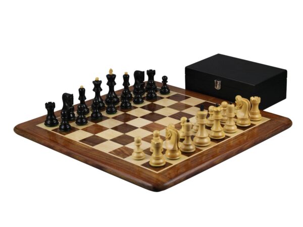 Sheesham Schachset mit Sheesham Flachschachbrett 20 Zoll und ebonisierten Zagreb Schachfiguren 3,75 Zoll: