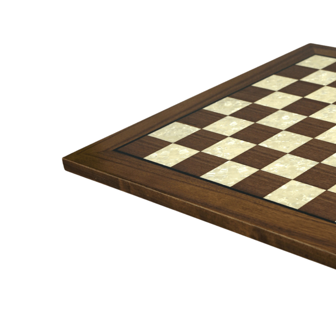 Walnuss-Schachset 20 Zoll mit Helena Perlmutt-Flachschachbrett und gewichteten Sheesham French Knight Staunton Schachfiguren 3,75 Zoll – Bild 5