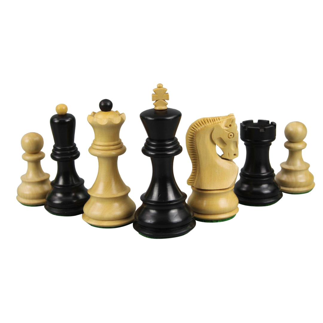 Ebony-Schachset 20 Zoll mit Helena Mother of Pearl Flachschachbrett und gewichteten ebonisierten Zagreb Staunton-Schachfiguren 3,75 Zoll. – Bild 6