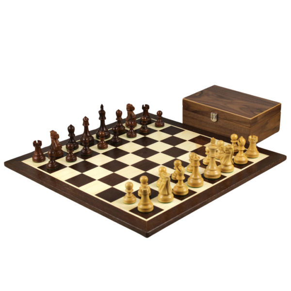 Wengeschachspiel 21 Zoll mit Wenge-Schachbrett und gewichteten Sheesham-Staunton-Reykjavik-Schachfiguren, 3,75 Zoll