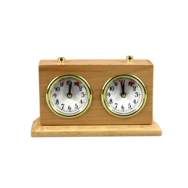 Naturliche Turnier Analog Holz Schachuhr mit Stander