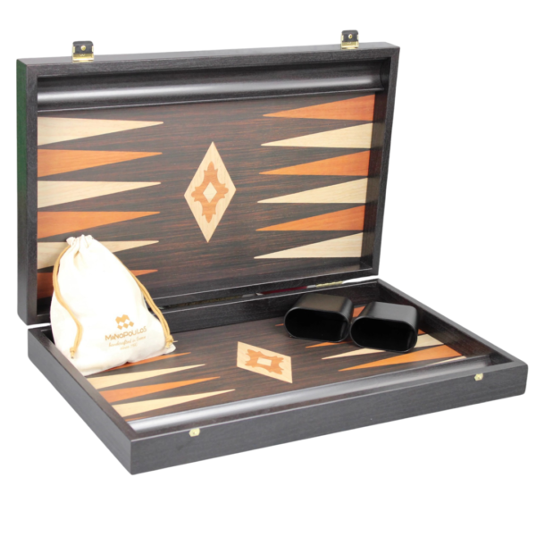 Manopoulos Wenge- und Eichen-Backgammon-Set mit Aufbewahrungsfachern