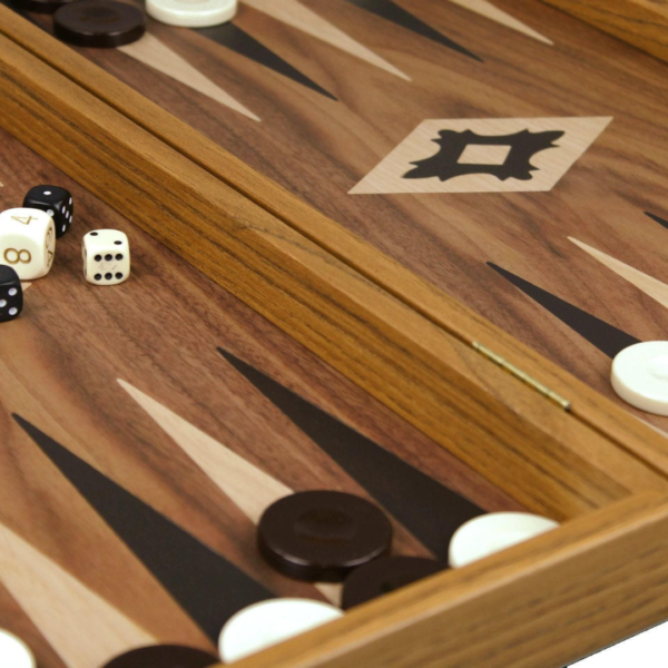 Manopoulos Walnuss Backgammon Set 23 Zoll mit Aufbewahrungsfachern - Image 4