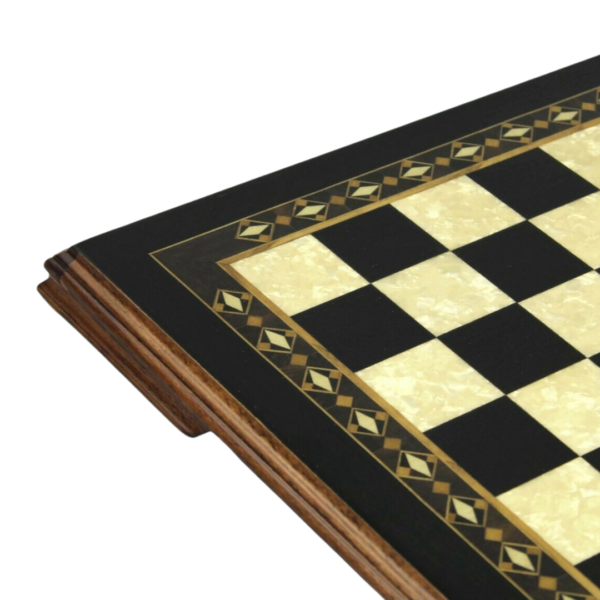 Ebenholz-Schachset 17 Zoll mit Helena-Schachbrett und gewichteten ebonisierten Atlantic Classic Staunton-Schachfiguren 3 Zoll – Bild 5