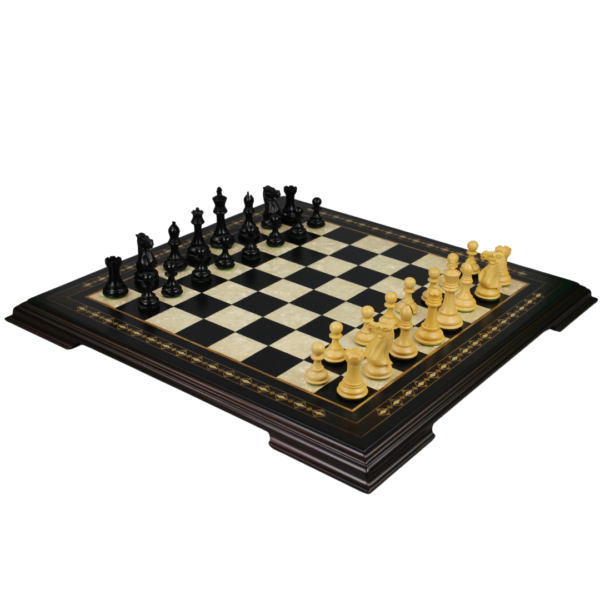 Ebenholz-Schachset 20 Zoll mit Helena-Schachbrett und gewichteten ebonisierten Morphy Professional Staunton Schachfiguren 3,75 Zoll – Bild 2