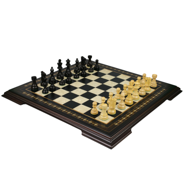 Ebenholz-Schachset 20 Zoll mit Helena-Schachbrett und gewichteten ebonisierten franzosischen Ritter Staunton Schachfiguren 3,75 Zoll – Bild 2