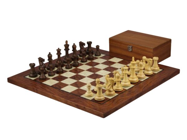 Rosenholz Schachset 20 Zoll mit Helena Perlmutt Flachschachbrett und Gewichtetem Sheesham Professional Morphy Staunton Schachfiguren 3,75 Zoll