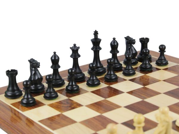 Sheesham Schachspiel mit Sheesham Flachbrett 20 Zoll und ebonisierten Morphy Professional Staunton Schachfiguren 3,75 Zoll – Bild 3