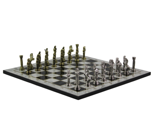 Personalisierte Metallschachset mit Weiem Marmor und Kordelzugbeutel 14 Zoll - Image 4