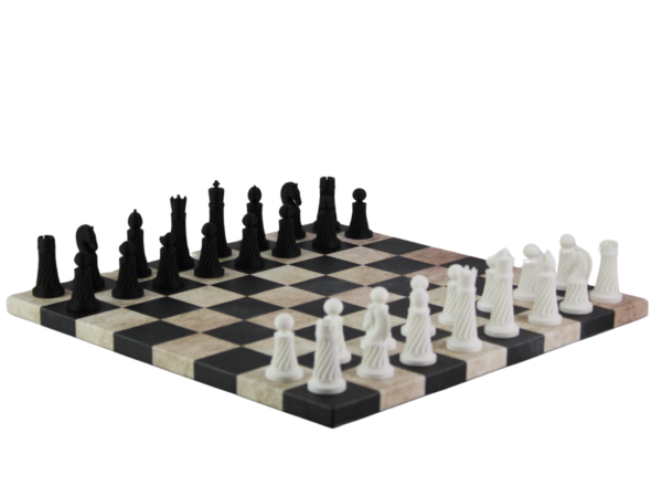 Schwarzes Lederimitat-Personalisiertes 3D-Acryl Staunton-Schachset mit Zugbeutel 14 Zoll – Bild 2