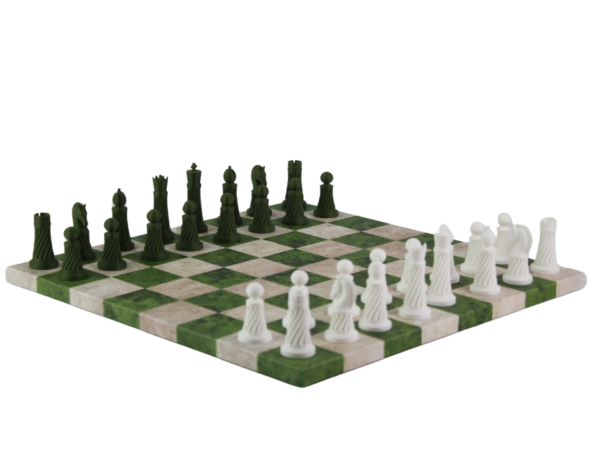 Grunes Kunstleder-Personalisiertes 3D-Acryl Staunton Schachfiguren-Set mit Zugbeutel 14 Zoll – Bild 2