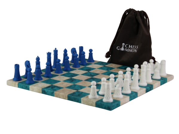 Schwarzes Kunstleder Personalisierte 3D Acryl Staunton Schachfiguren mit Kordelzugtasche 14 Zoll