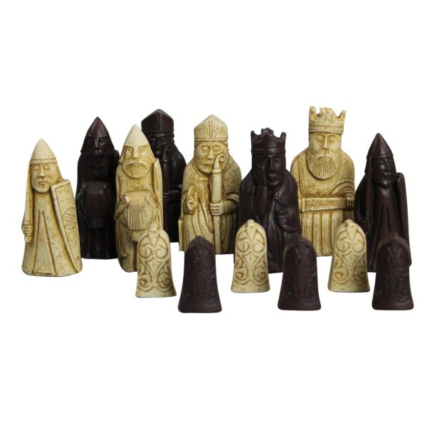 Isle of Lewis I Weie & Braune Harz-Schachfiguren 3,5 Zoll