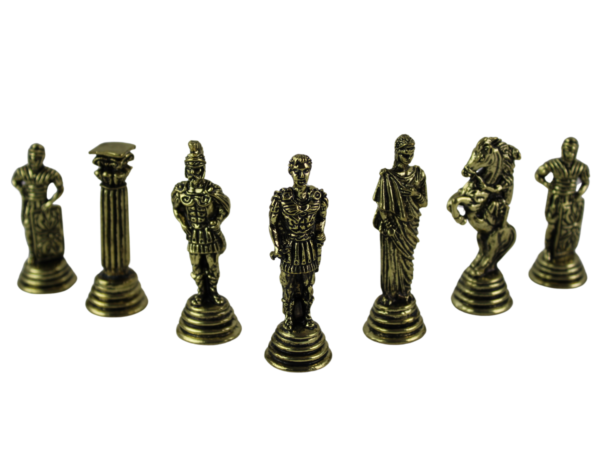Romische Schachfiguren aus Metall Nickel & Messing 2.5 Zoll – Bild 2