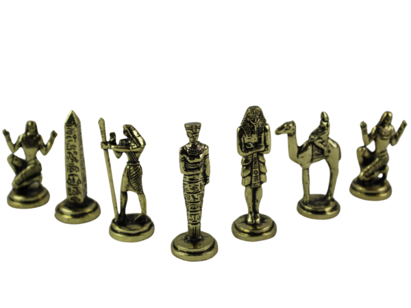 Agyptische Metall-Schachfiguren aus Nickel und Messing, 2,5 Zoll – Bild 2