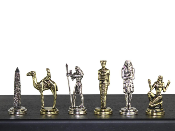 Agyptische Metall-Schachfiguren aus Nickel und Messing, 2,5 Zoll