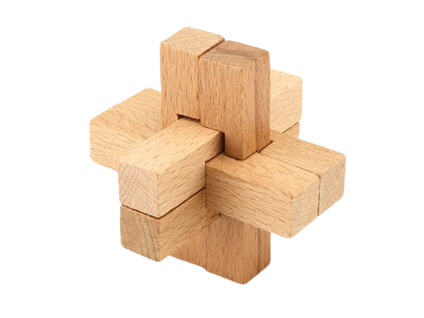 Kongming-Lock Ratsel aus Holz mit Sechs Wurzeln