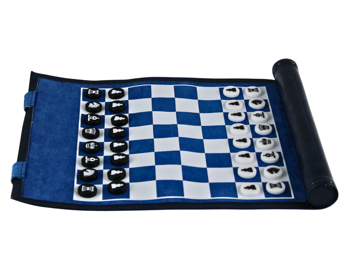 Blaues Reise-Schachset zum Aufrollen, 13 Zoll