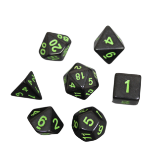 Mitternachtsschwarz & Neongrun Marmoriertes DND-Wurfelset, 7-teiliges Wurfelset fur Rollenspiele