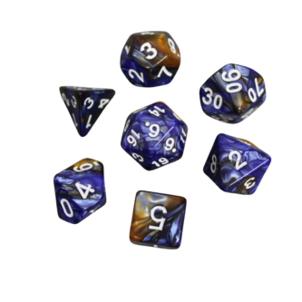 Marineblau & Klassisches Gold Marmoriertes DND-Wurfelset, 7-teiliges Wurfelset, Rollenspiel-Wurfel