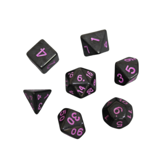 Mitternachtsblau & Neonpink DND-Wurfelset, 7-teiliges Wurfelset, Rollenspiel-Wurfel mit Wurfelbeutel