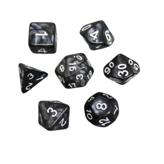 Kohlschwarz Marmoriertes DND-Wurfelset, 7-teiliges Wurfelset, Rollenspiel-Wurfel