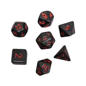 Mitternachtsschwarz & Neonrot Marmoriertes DND-Wurfelset, 7-teiliges Wurfelset, Rollenspiel-Wurfel