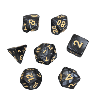 Smoky Black Marmoriertes DND Wurfelset, 7-teiliges Wurfelset, Rollenspiel-Wurfel