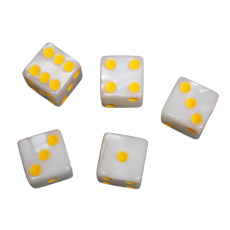 Marmorwei 16 mm D6 Wurfel fur Rollenspiele mit Gelben Punkten