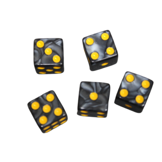 Onyx Black 16 mm D6 Wurfel fur Rollenspiele mit Gelben Punkten