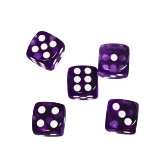 Transluzente Violette 14 mm D6 Rollenspiel-Wurfel mit Weien Punkten