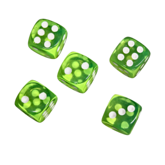 Transluzente Grune 14 mm D6 Rollenspiel-Wurfel mit Weien Punkten