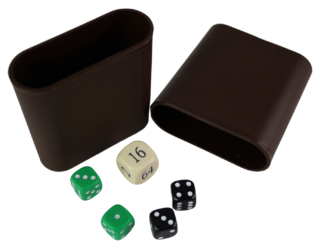 Ersatz-Wurfelset & Wurfelbecher fur Backgammon  Creme Verdopplungswurfel  Grune & Schwarze Wurfel