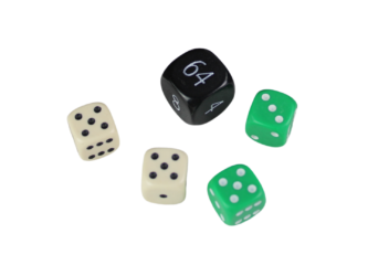 Replacement Backgammon Dice Set – White Doubling Cube – Cream & Green Dices