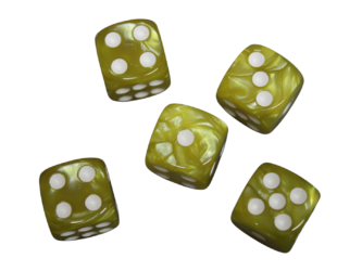 D6 Wurfel mit Medaillon-Gelbem Rundmarmor-Effekt, 16 mm, mit Weien Punkten