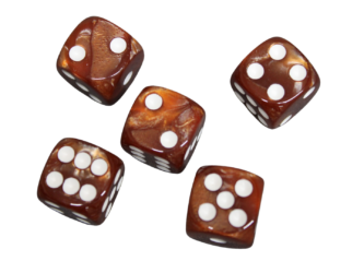 D6 Wurfel mit Gebranntem Umbra-Braunem Rundmarmor-Effekt, 16 mm, mit Weien Punkten