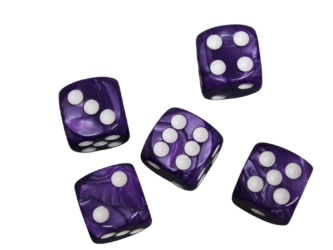 D6 Wurfel mit Wein-Purpur Rundmarmor-Effekt, 16 mm, mit Weien Punkten