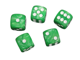 D6 Wurfel mit Kieferngrunem Rundmarmor-Effekt, 16 mm, mit Weien Punkten