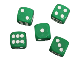Opaque Green 14 mm D6 Roll Playing Game Dices with White Dots