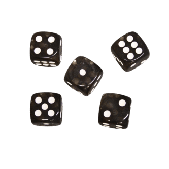 Translucent Black 14 mm D6 Roll Playing Game Dices with White Dots
