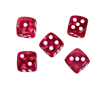 Transluzente Rosa 14 mm D6 Rollenspiel-Wurfel mit Weien Punkten