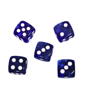 Transluzente Dunkelblaue 14 mm D6 Rollenspiel-Wurfel mit Weien Punkten