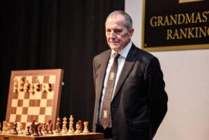 "Intense grandmaster chess duel showcasing strategy, focus, and precision in exquisite detail."